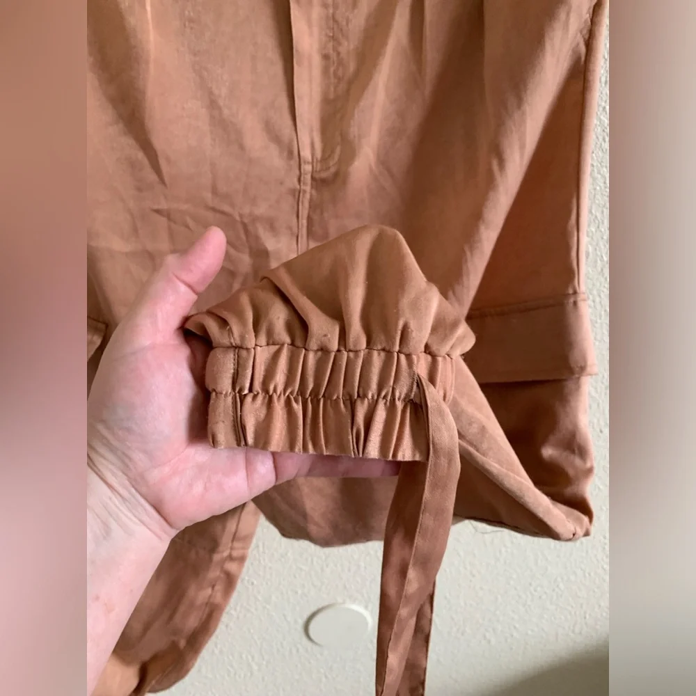Satin Sheen Cargo Pants With Elastic/Tie Cuffs 🌴 - Picture 5 of 13